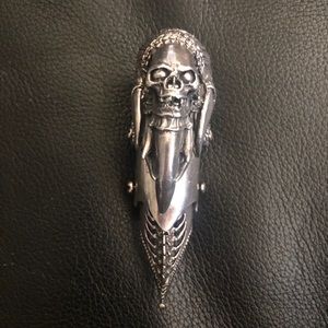 Sterling silver .925 Skull finger armor ring #1